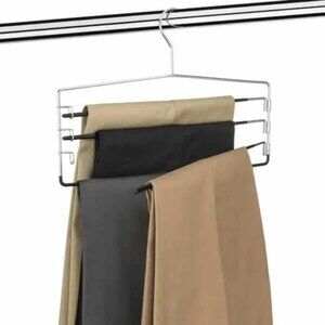 NEW Heavy Duty Strong 4-Tier Non Slip Pants Organizer Metal Clothes Hanger